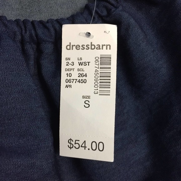 𝅺dressbarn Westport Off the Shoulder Flounce Embroidered Chambray Dress Size S - Picture 10 of 12